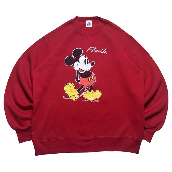 Vintage Other - Vintage 90s Mickey Mouse Graphic Pullover Sweatshirt Mens XL Velva Sheen Red